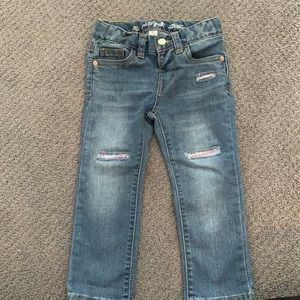 Toddler Girls' Sequin Patch Skinny Jeans